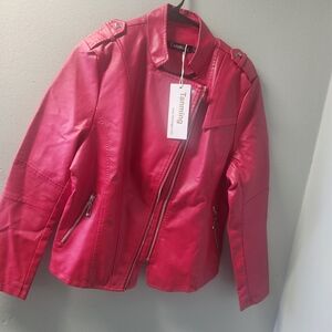 Tanning Women's Bold Pink Leather Jacket